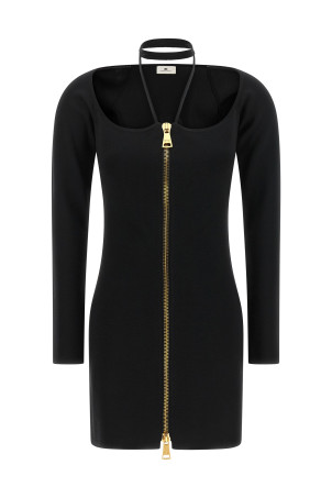 Плетеное трикотажное платье из ткани, чёрного цвета ELISABETTA FRANCHI AM06B66E2110