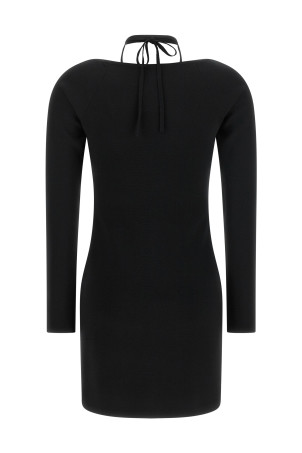 Трикотажне плаття з вишивкою, чорне ELISABETTA FRANCHI AM06B66E2110