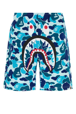 Printed cotton ABC Camo Shark bermuda shorts Blue BAPE (001SPM301004M)