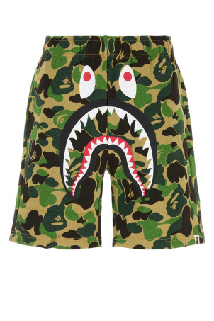 Printed cotton ABC Camo Shark bermuda shorts Green BAPE (001SPM301004M)