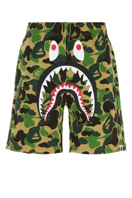 Printed cotton ABC Camo Shark bermuda shorts Green BAPE (001SPM301004M)