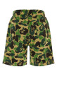 Printed cotton ABC Camo Shark bermuda shorts Green BAPE (001SPM301004M)