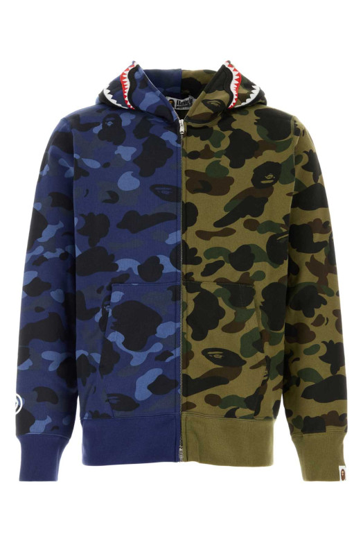 Хлопковая толстовка с принтом «Split Camo SharK» синего цвета от BAPE (001ZPM301005M)