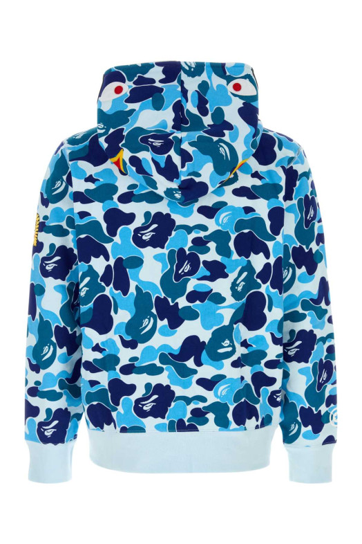 Хлопковая толстовка с принтом ABC Camo 2nd Shark, синего цвета, BAPE (001ZPM301008M)