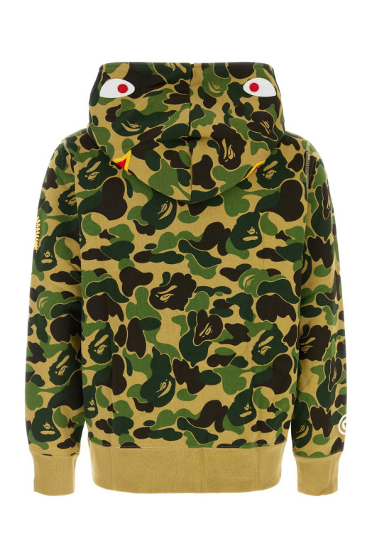 Хлопковая толстовка с принтом ABC Camo 2nd Shark, зелёная, BAPE (001ZPM301008M)