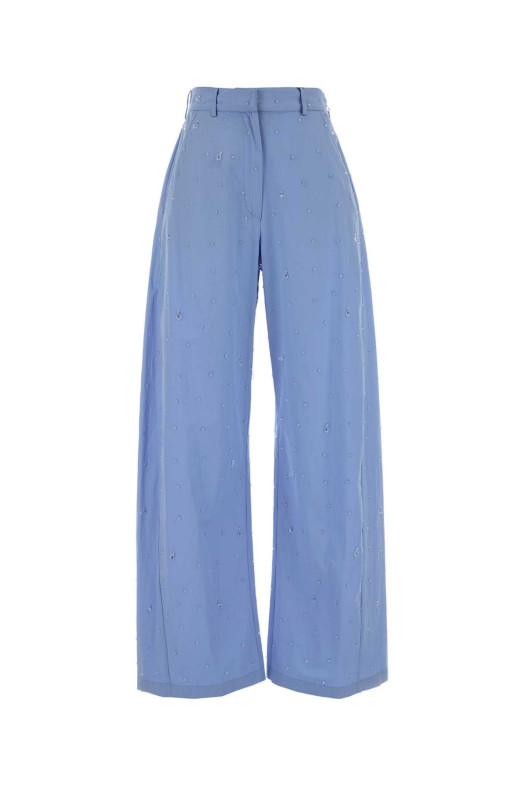 Powder light-blue poplin wide-leg pant GIUSEPPE DI MORABITO (06PSPA507R16406)