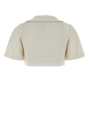 White crochet polo shirt GIUSEPPE DI MORABITO (06SSKNT39916602)