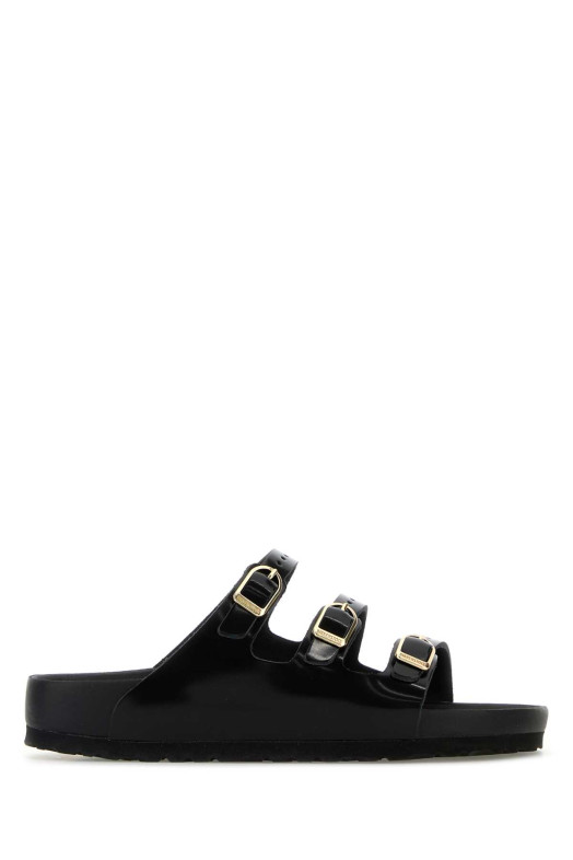 Черные кожаные тапочки «Флорида» от BIRKENSTOCK (1029385)