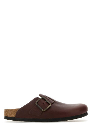 Бостонские тапочки из бордовой кожи, бежевого цвета, BIRKENSTOCK (1030712)