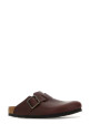 Бостонские тапочки из бордовой кожи, бежевого цвета, BIRKENSTOCK (1030712)