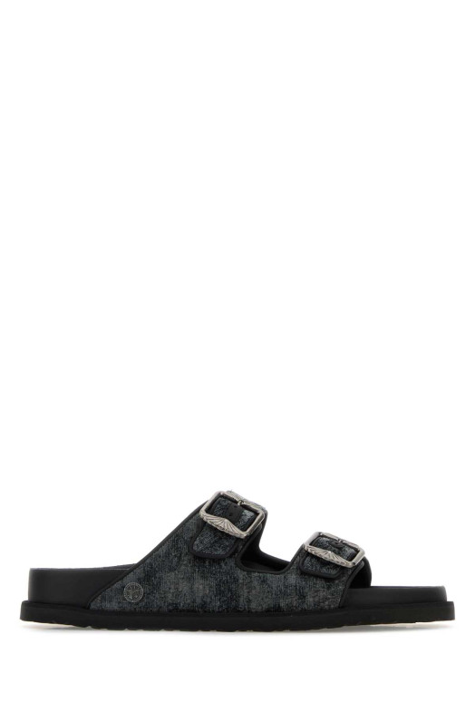 Многоцветные бархатные тапочки Arizona с французской окантовкой, черные, BIRKENSTOCK 1774 X BECOMES BERLIN (1031741)