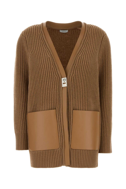 Camel wool cardigan Brown SALVATORE FERRAGAMO (13H299790974)