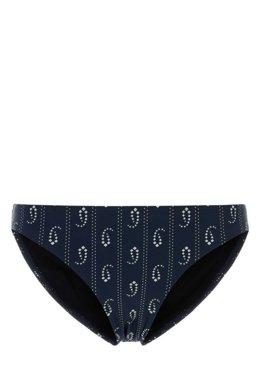 Бикини-трусики из эластичного нейлона с принтом, черные, TORY BURCH (175249)