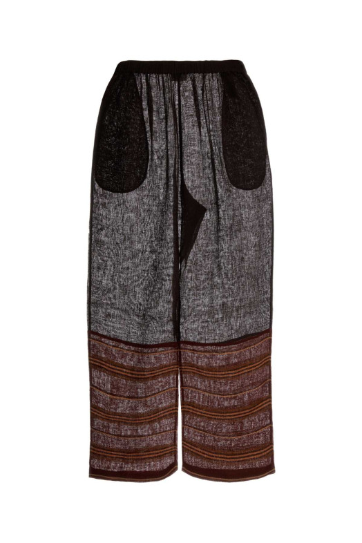 Brown linen wide-leg pant Multicolor TORY BURCH (175276)