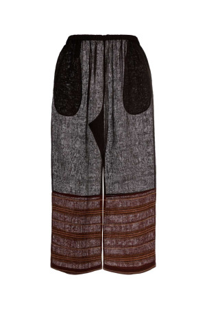 Brown linen wide-leg pant Multicolor TORY BURCH (175276)