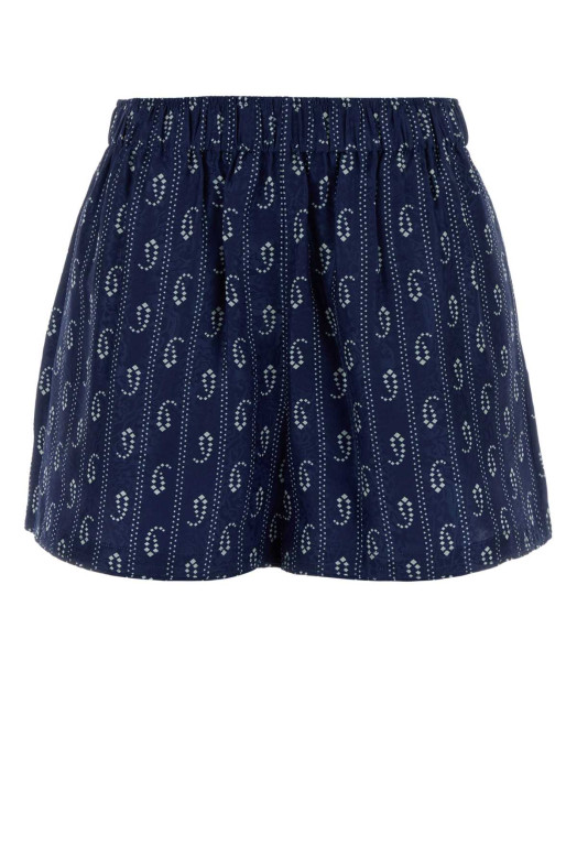 Шорти з принтом із сатину, чорні, TORY BURCH (175286)