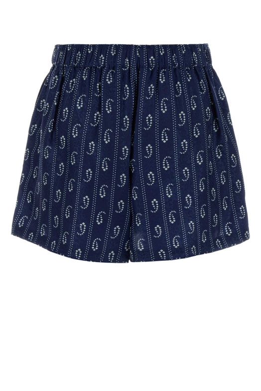 Шорти з принтом із сатину, чорні, TORY BURCH (175286)