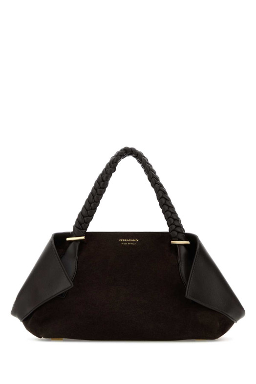 Dark brown suede handbag Brown SALVATORE FERRAGAMO (219865789526)