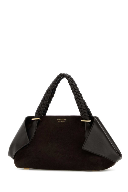 Dark brown suede handbag Brown SALVATORE FERRAGAMO (219865789526)