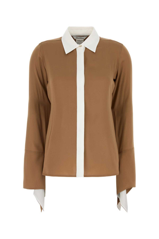 Caramel crepe Pio shirt Blue MAX MARA (2511111021600)