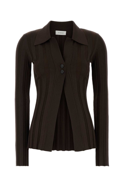 Brown stretch viscose blend Albio1234 cardigan SPORTMAX (2522346013600)