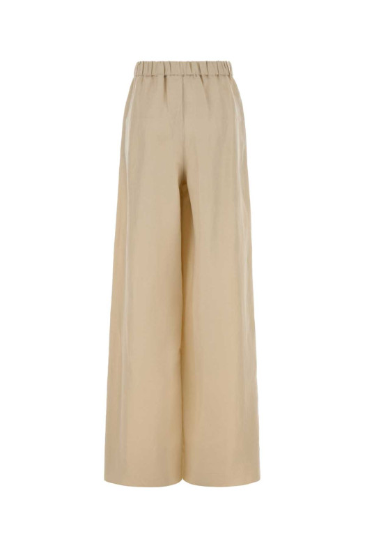 Sand linen blend wide-leg Moro pant Green MAX MARA (2611131122600)