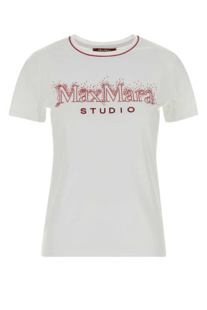 White cotton Pugnale t-shirt MM STUDIO (2616971011600)