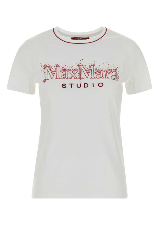 White cotton Pugnale t-shirt MM STUDIO (2616971011600)