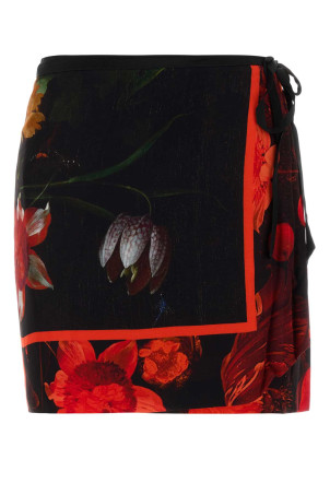 Printed satin mini skirt DRIES VAN NOTEN (2620106004049)