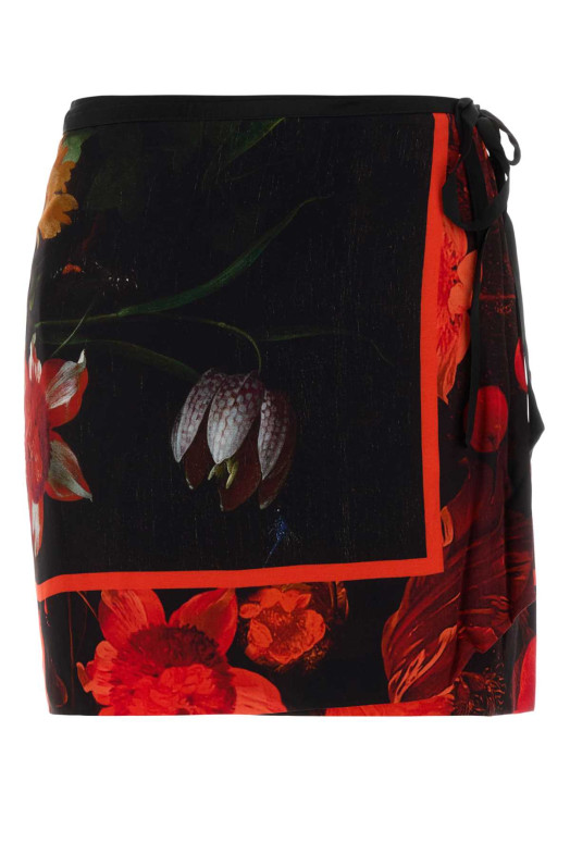 Printed satin mini skirt DRIES VAN NOTEN (2620106004049)