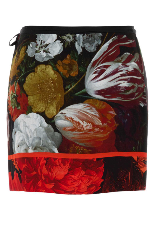 Printed satin mini skirt DRIES VAN NOTEN (2620106004049)
