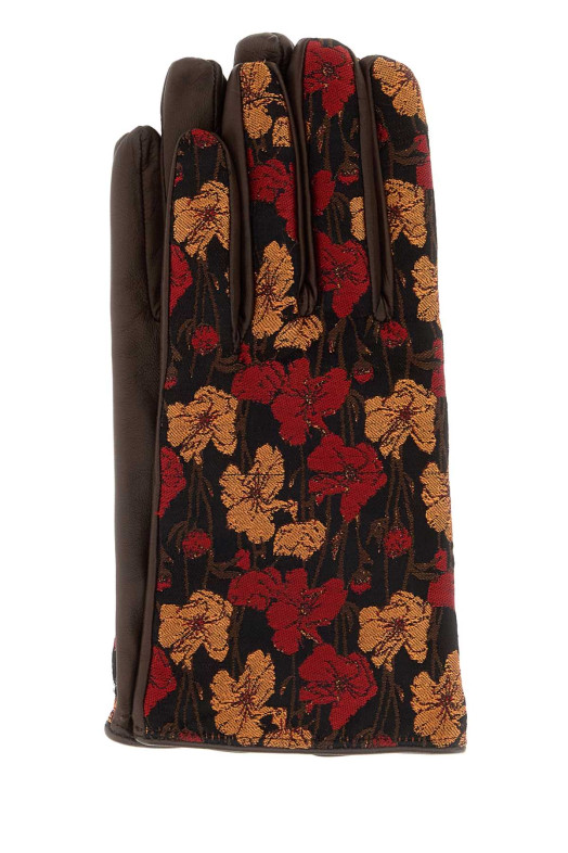 Multicolor cotton and leather gloves DRIES VAN NOTEN (2620201014356)