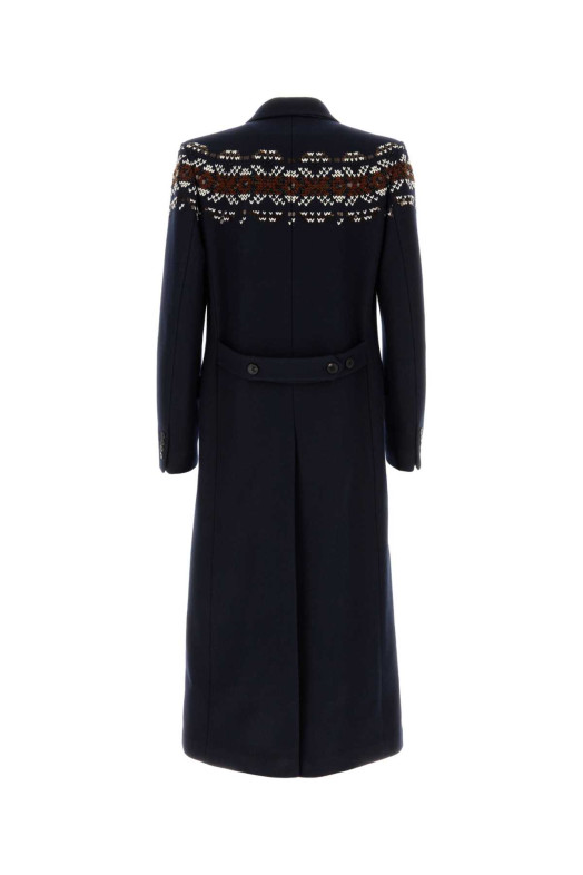 Темно-синее пальто из шерстяной смеси Blue DRIES VAN NOTEN (2620202384216)