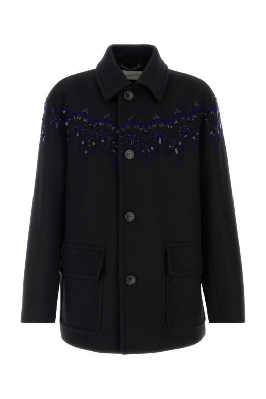 Черное пальто Randale из смешанной шерсти DRIES VAN NOTEN (2620202404216)
