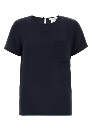 Navy blue silk Pagano t-shirt Blue MAX MARA (2621116011600)