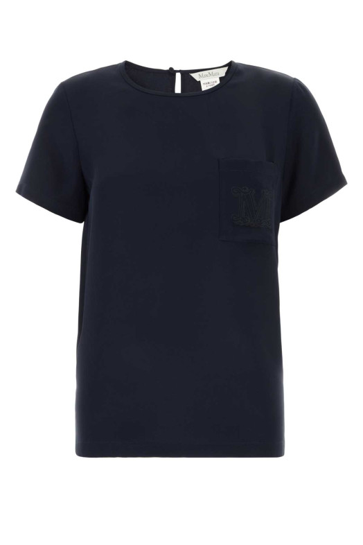Navy blue silk Pagano t-shirt Blue MAX MARA (2621116011600)