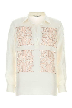 White silk Filtro blouse Blue MAX MARA (2621116051600)