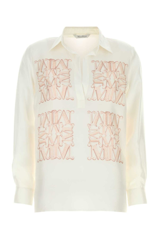 White silk Filtro blouse Blue MAX MARA (2621116051600)