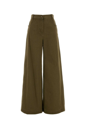 Army green denim Alamaro wide-leg jeans MAX MARA (2621136081600)