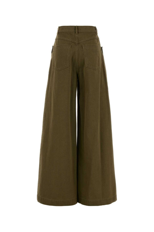 Army green denim Alamaro wide-leg jeans MAX MARA (2621136081600)
