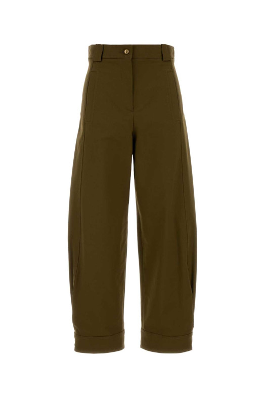 Брюки Adorni из эластичного хлопка оливково-зеленого цвета MAX MARA (2621136111600)