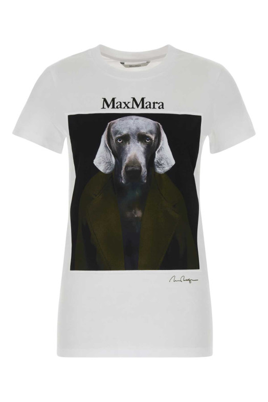 Біла бавовняна футболка Calca, зелена, MAX MARA (2621946071600)