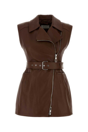 Chocolate leather Favella vest SPORTMAX (2622446031600)