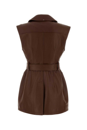 Chocolate leather Favella vest SPORTMAX (2622446031600)
