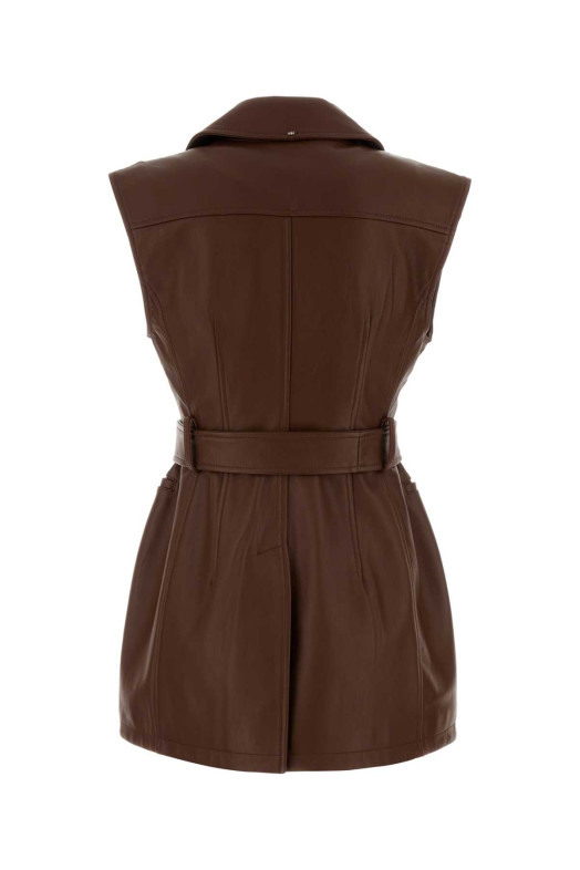 Chocolate leather Favella vest SPORTMAX (2622446031600)