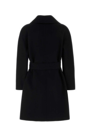 Black wool blend Estremo coat Blue MM STUDIO (2626016031600)