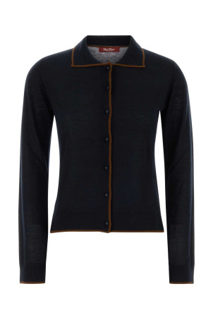 Midnight blue silk blend Targo cardigan MM STUDIO (2626346011600)
