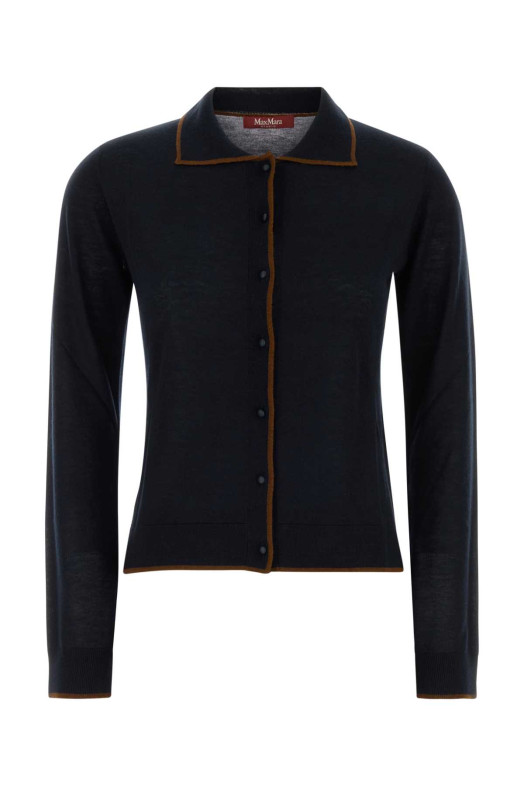 Midnight blue silk blend Targo cardigan MM STUDIO (2626346011600)