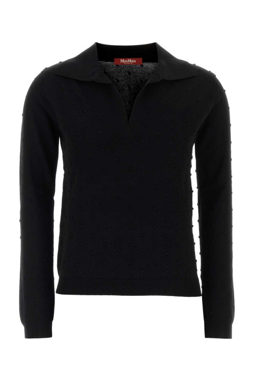 Black viscose blend Colono polo shirt Blue MM STUDIO (2626366021600)