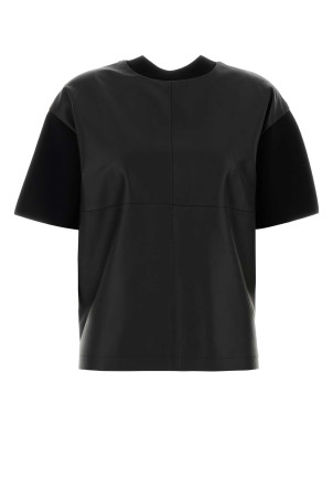 Black viscose blend Segale t-shirt Blue MM STUDIO (2626366121600)